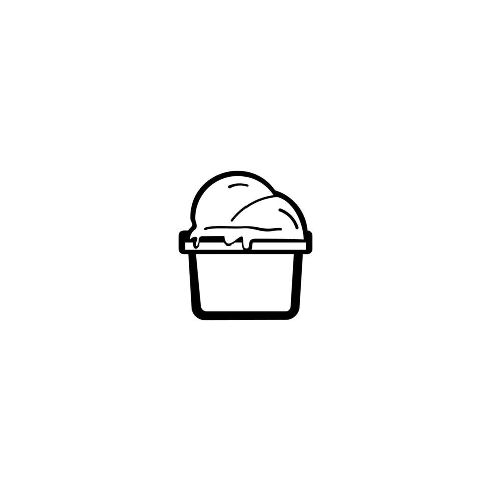ice cream in a cup. Modern sweet vanilla desert sign. Trendy vector chocolate cram symbol for web site design, button to mobile app. Logo ice cream illustration.