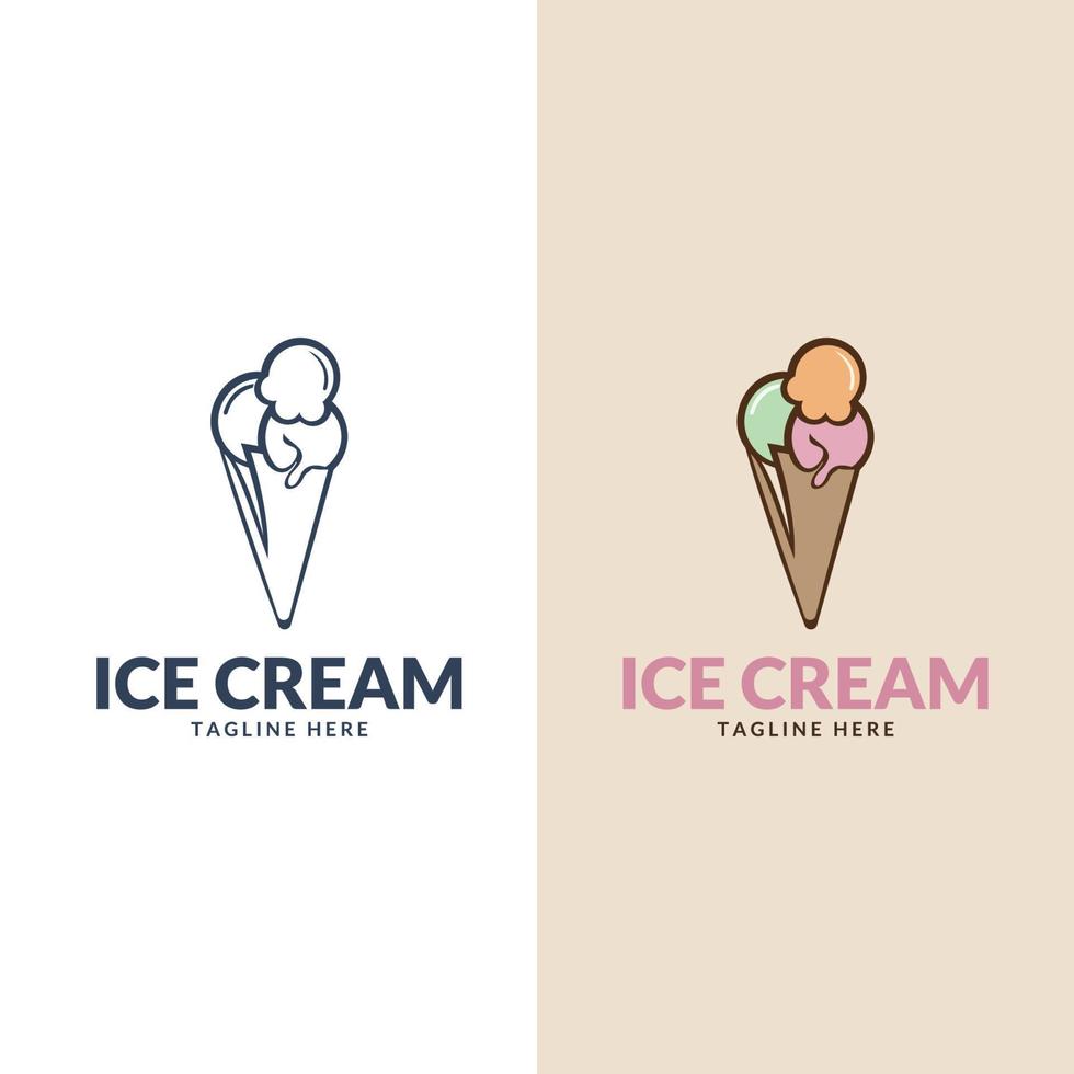 Logo Ice cream. Vector italian ice cream labels. Retro logos for cafeteria or bar.