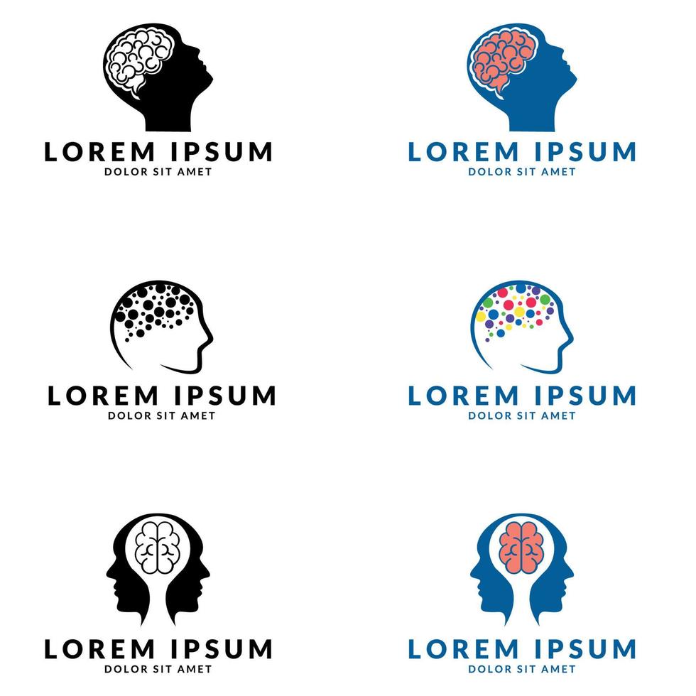 Brain Logo silhouette design vector template. Creative mind