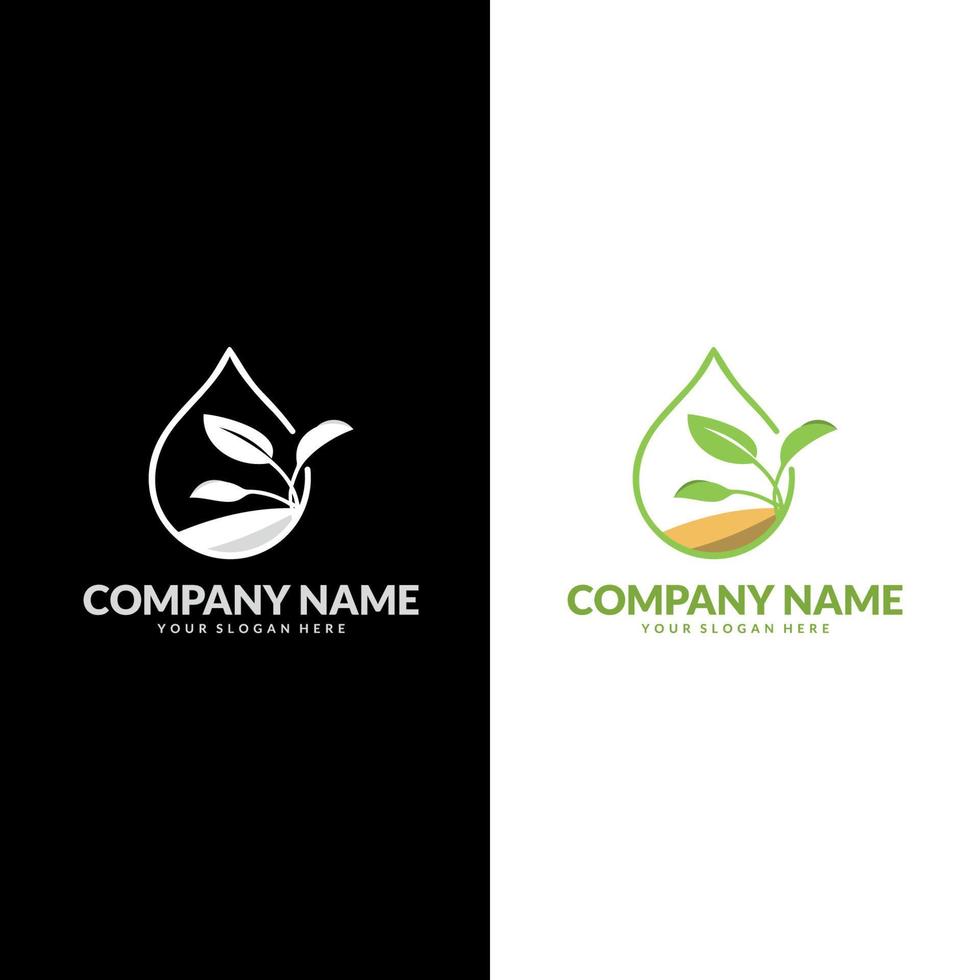 growing seed logo. Eco Water drop leaf Logo design vector template. Natural mineral ecology aqua water.