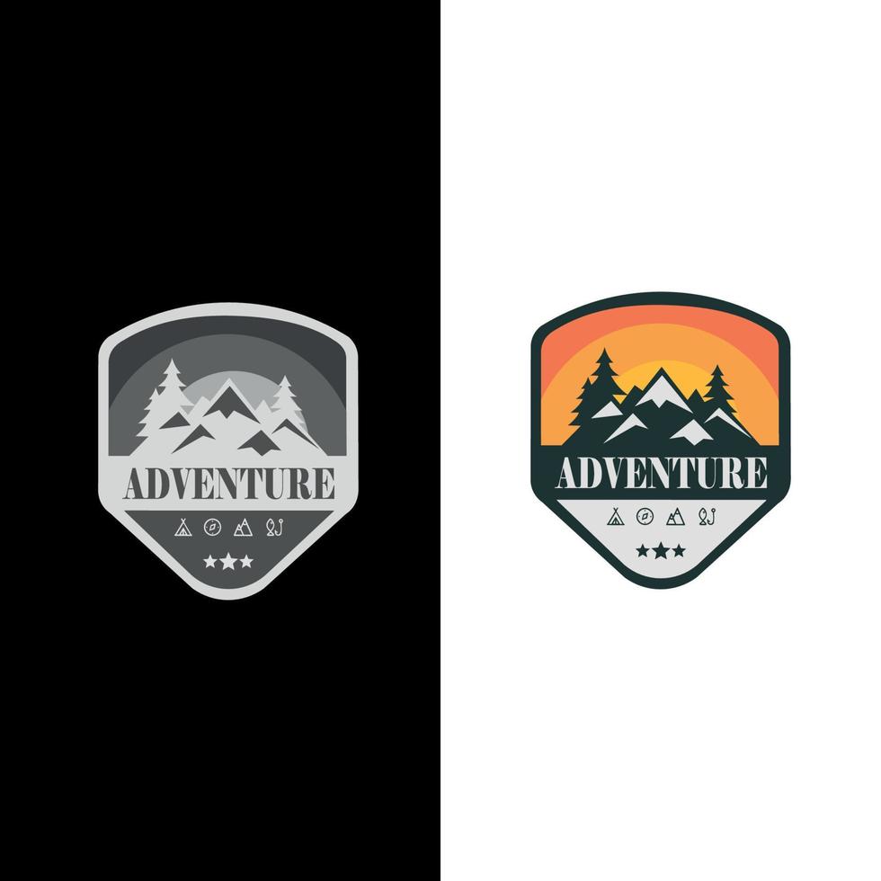Logo for Camping Mountain Adventure, Mountain Camping Gift, Camping and outdoor adventure emblems vector
