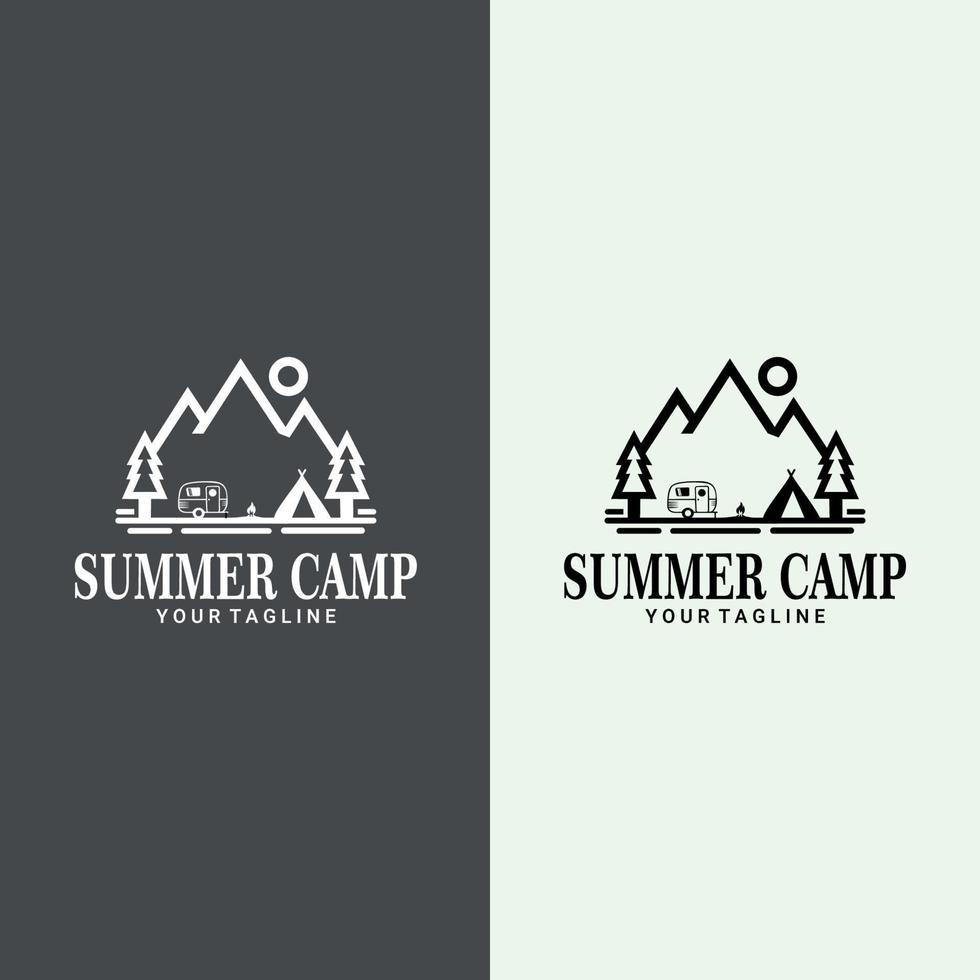Camping and outdoor adventure retro logo. suitable for company logo, print, digital, icon, apps, and other marketing material purpose. Camping logo set vector