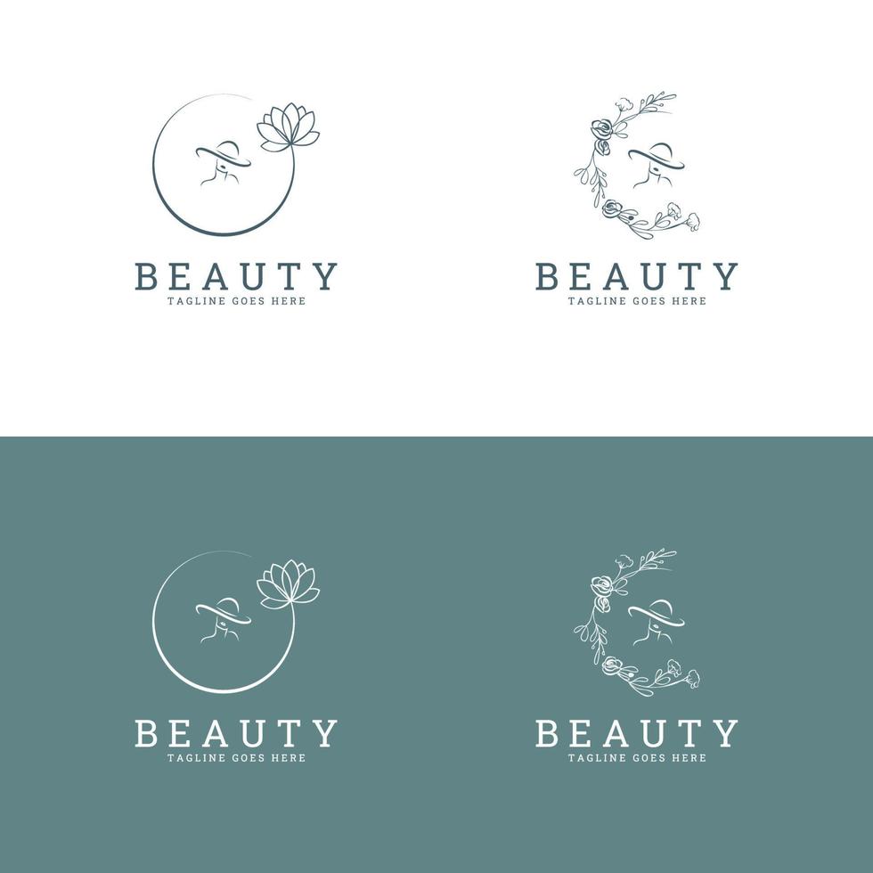 fashion and beauty logo. Woman in fashion hat. Concept for beauty salon, accessories, fashion, cosmetics. vector