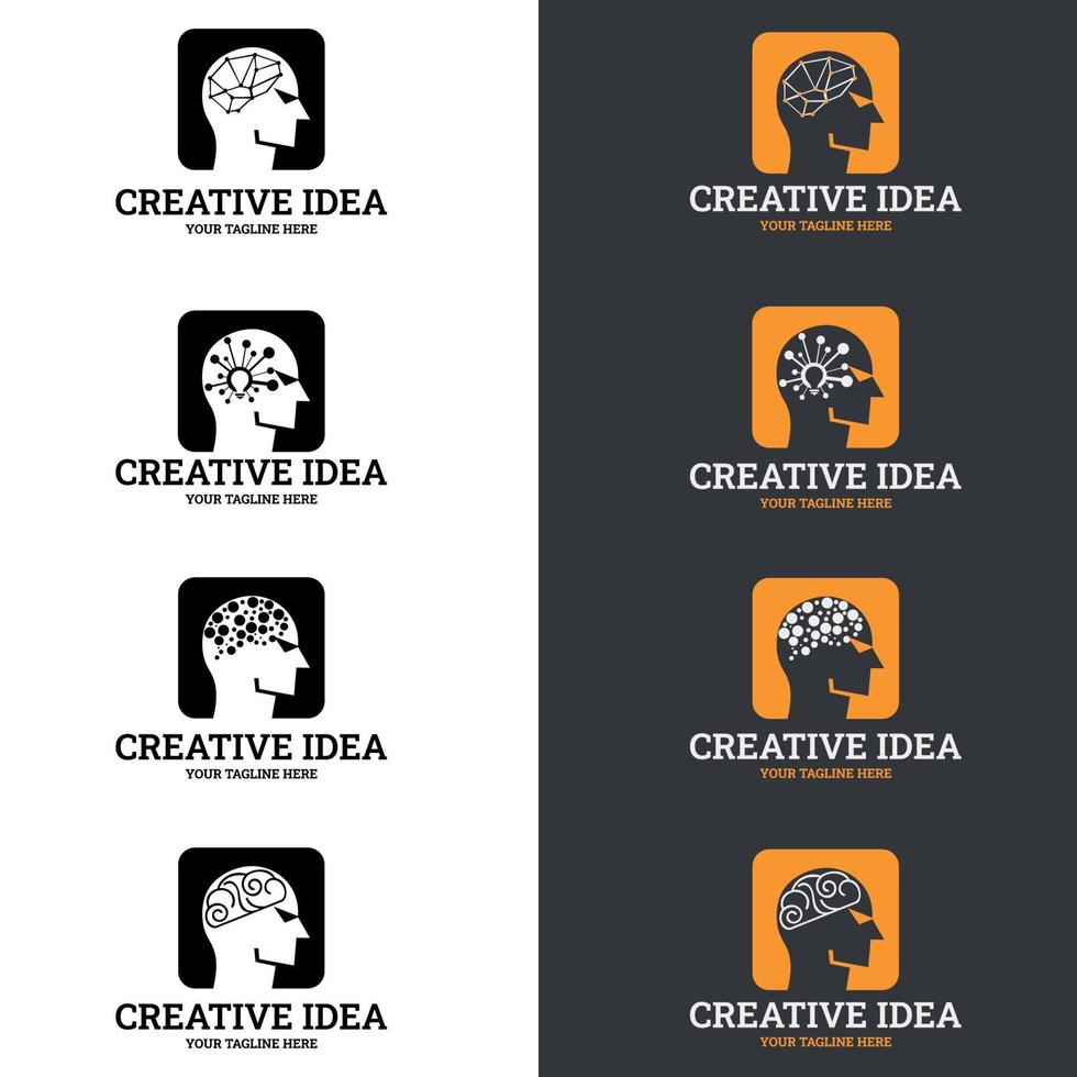 Brain Logo silhouette design vector template. Creative mind