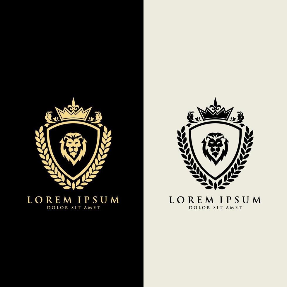 Lion with crown. lion head logo template vector. suitable for company logo, print, digital, icon, apps, and other marketing material purpose. lion head logo set vector