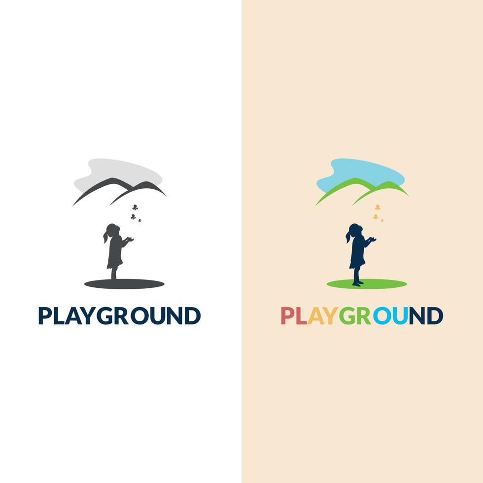 Playground Vector Logo Illustration. Playgroup, preschool, kindergarten logo template