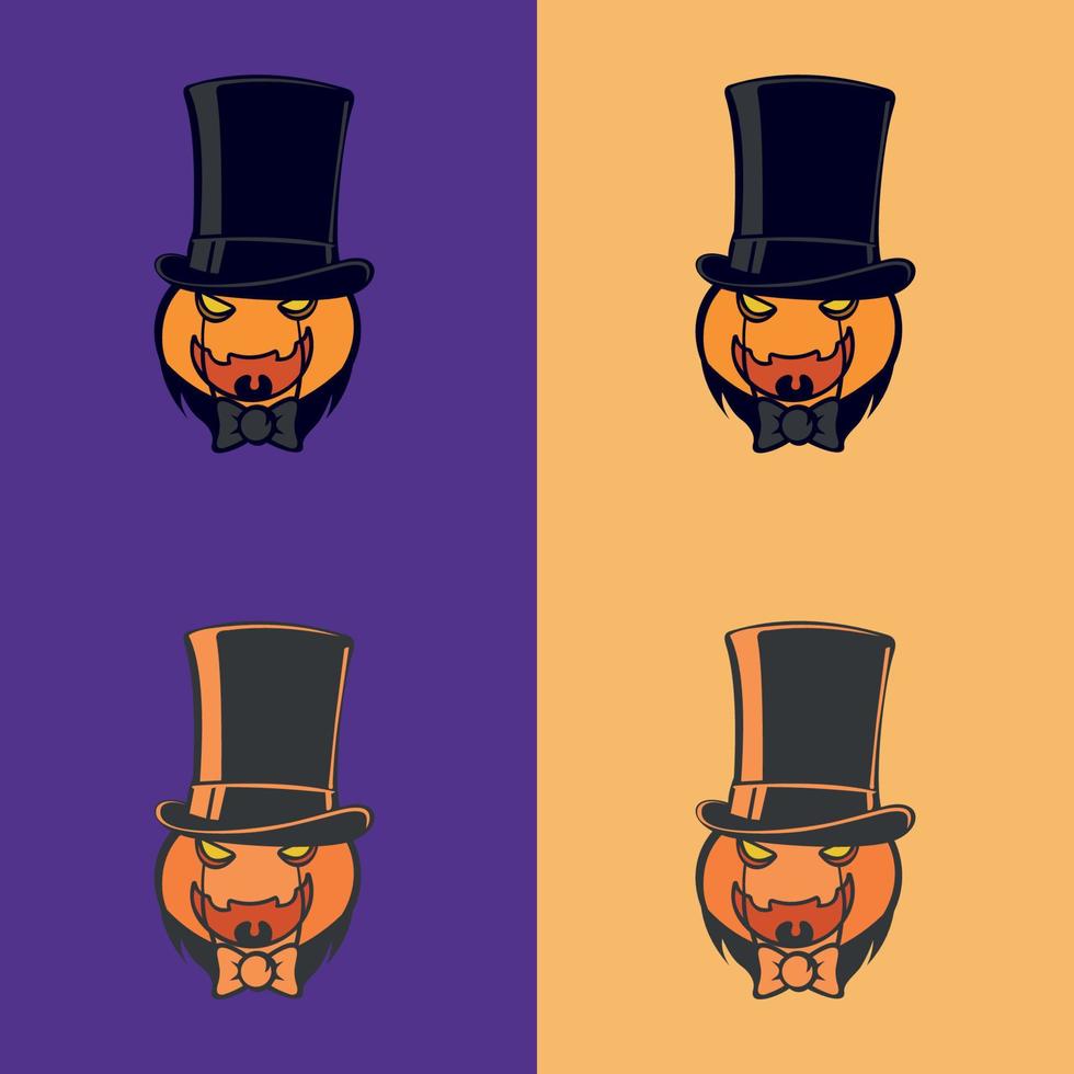 Spooky Halloween pumpkins cartoon vector illustrations set.
