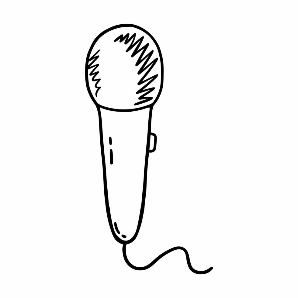Microphone. Vector doodle illustration. Hand-drawn drawing.