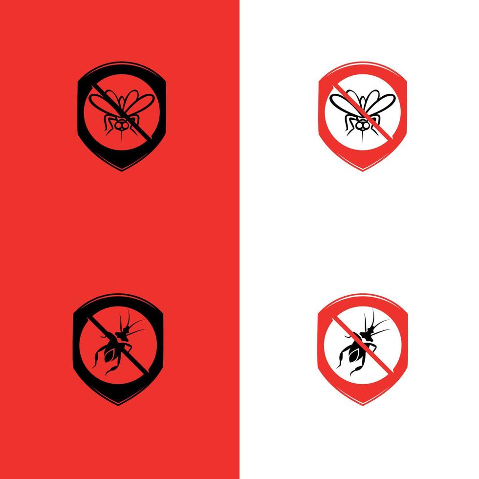 Repellent mosquito stop sign icon. Warning sign NO INSECTS. Prohibited sign. Set icons. vector