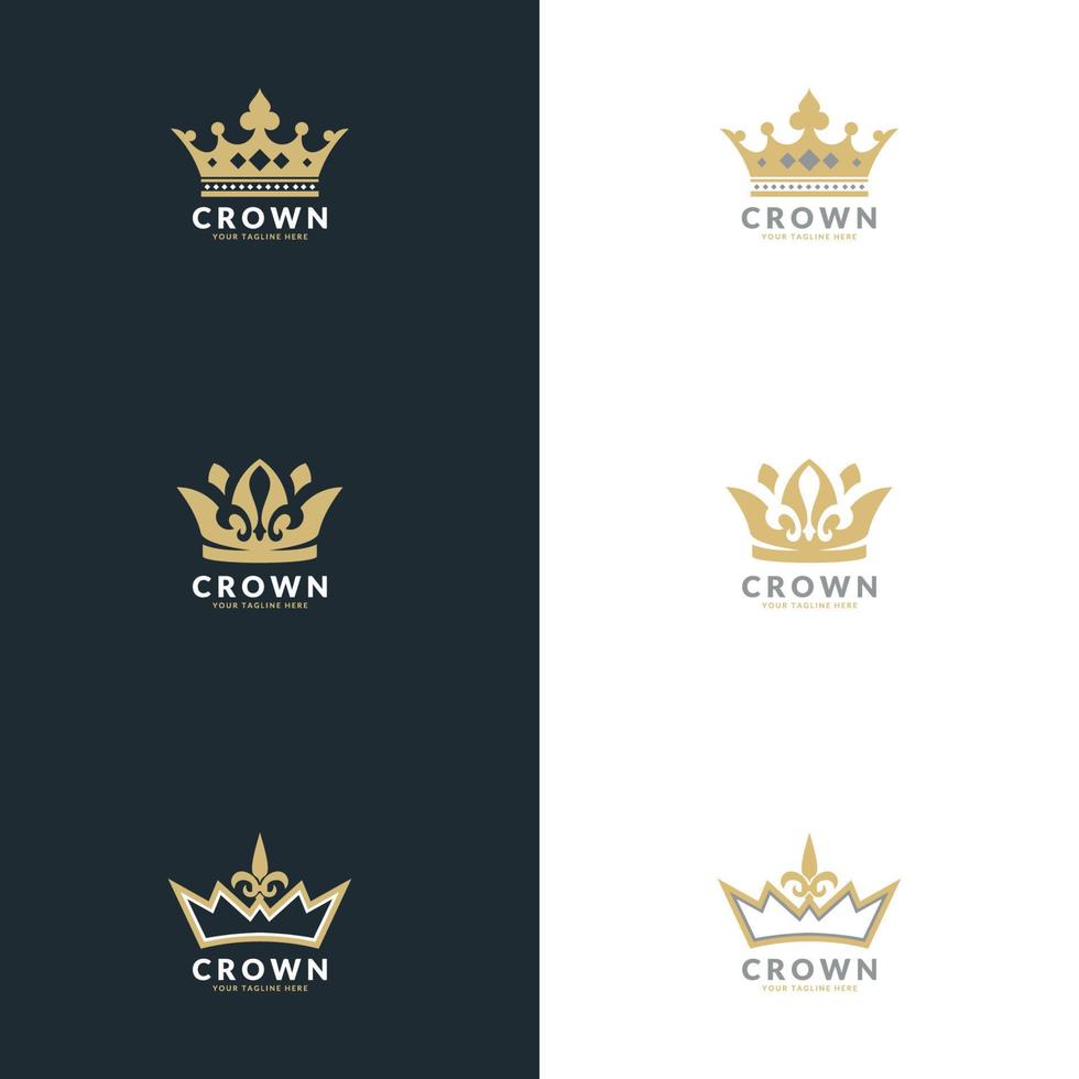 conjunto de iconos de la corona. real, símbolo de lujo. adecuado para el logotipo de la empresa, impresión, digital, icono, aplicaciones y otros fines de material de marketing. vector