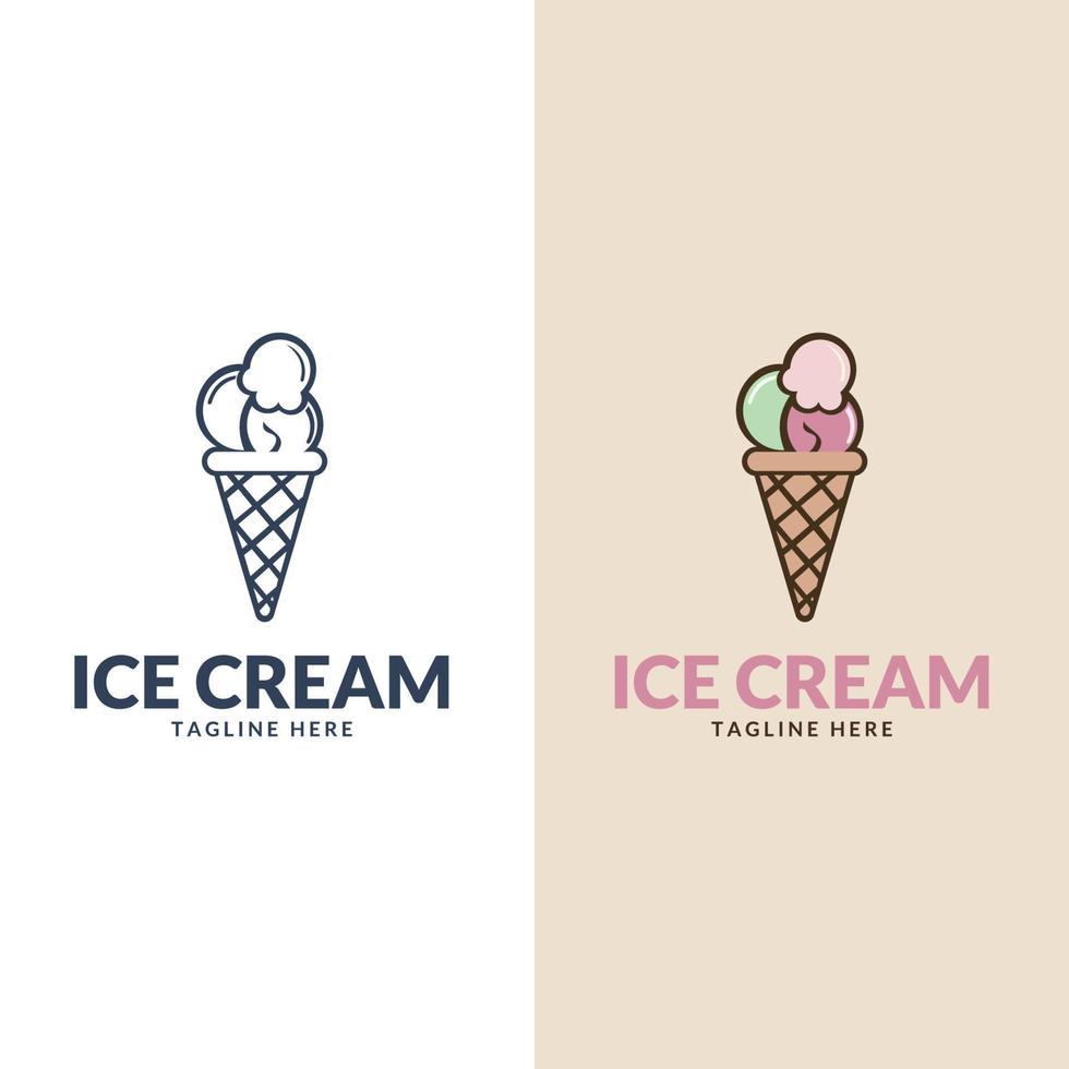 Logo Ice cream. Vector italian ice cream labels. Retro logos for cafeteria or bar.