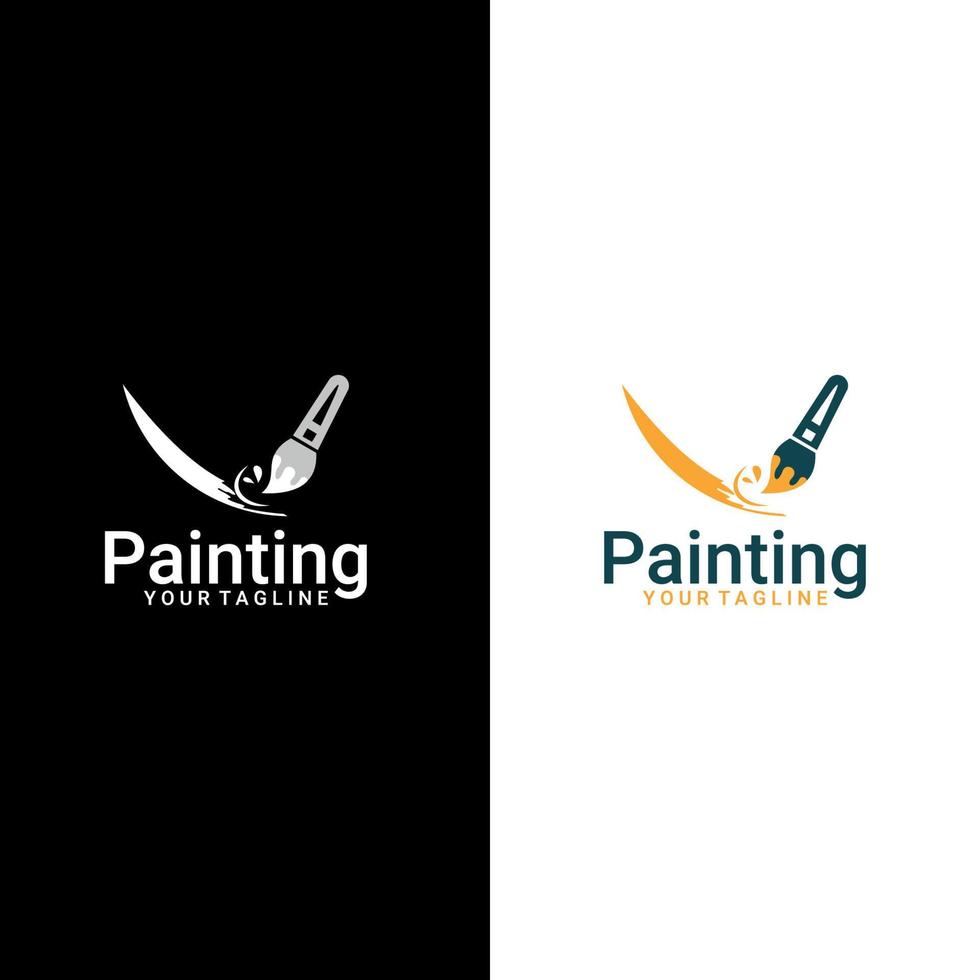 Palette with paints and brushes. paint palette logo design vector