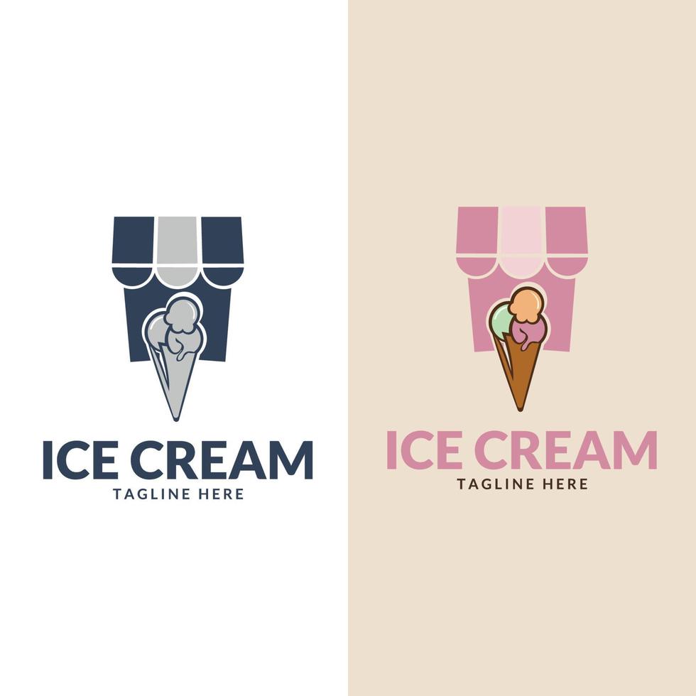 Ice Cream Logos . Vector italian ice cream labels. Retro logos for cafeteria or bar.