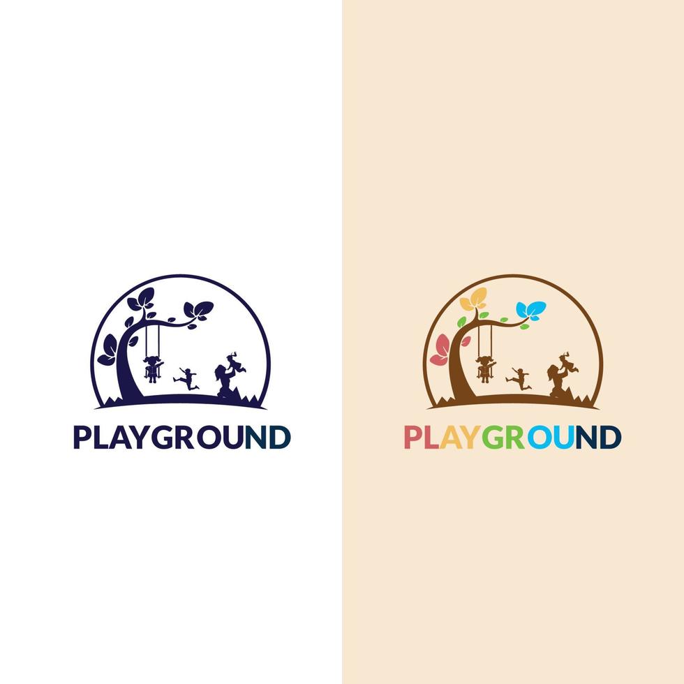 Playground Vector Logo Illustration. Playgroup, preschool, kindergarten logo template