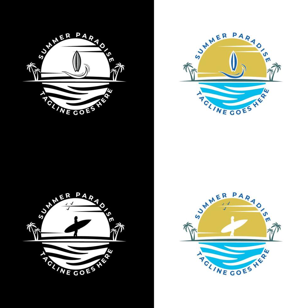 logotipo de surf y emblemas para el club de surf. ilustración vectorial para el diseño de logotipos y camisetas vector