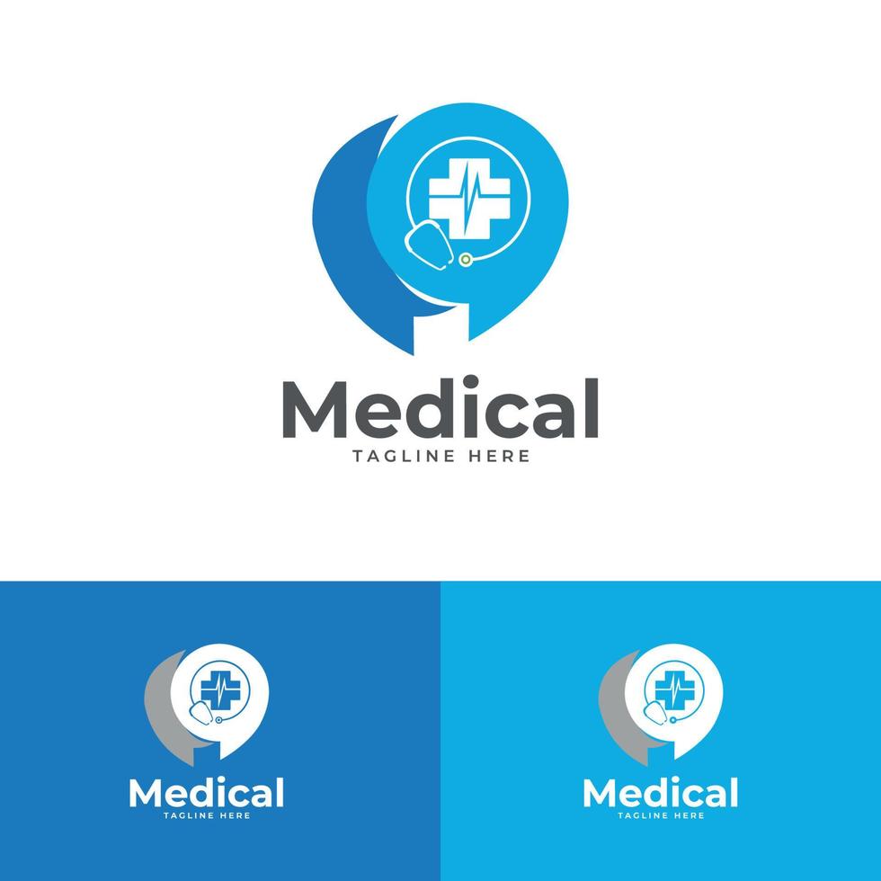 chat médico, consulte el logotipo. vector de logotipo médico en línea para atención médica.