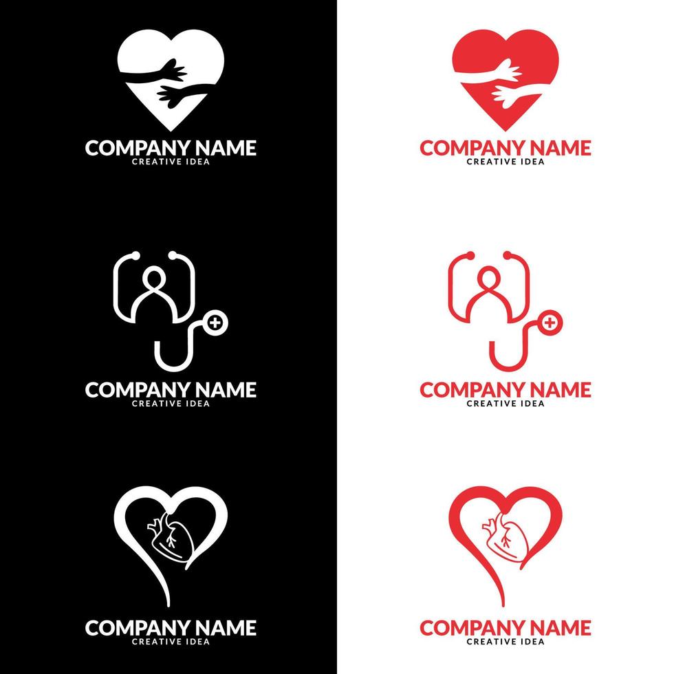 Heart icon with stethoscope. Health logo designs template, Hearth Health logo vector