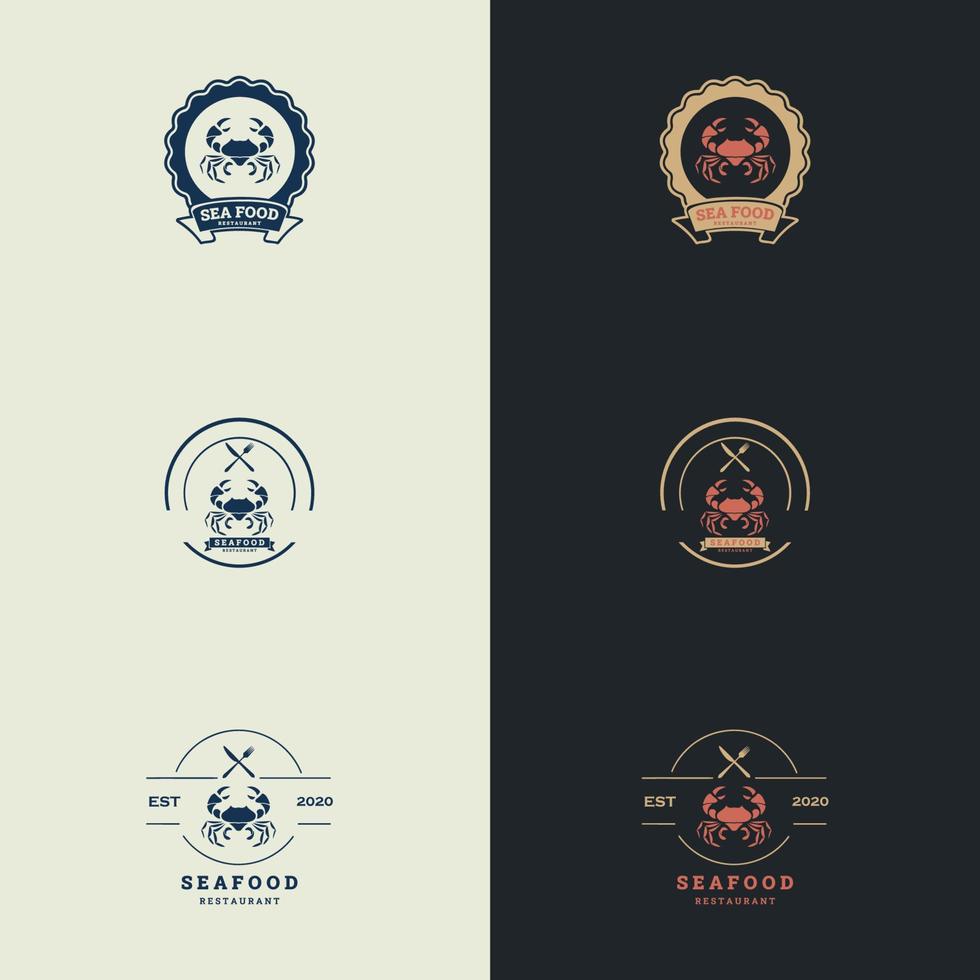 crab for restaurant logo, icon and badge. Seafood restaurant logo. Red crab silhouette emblem. vector