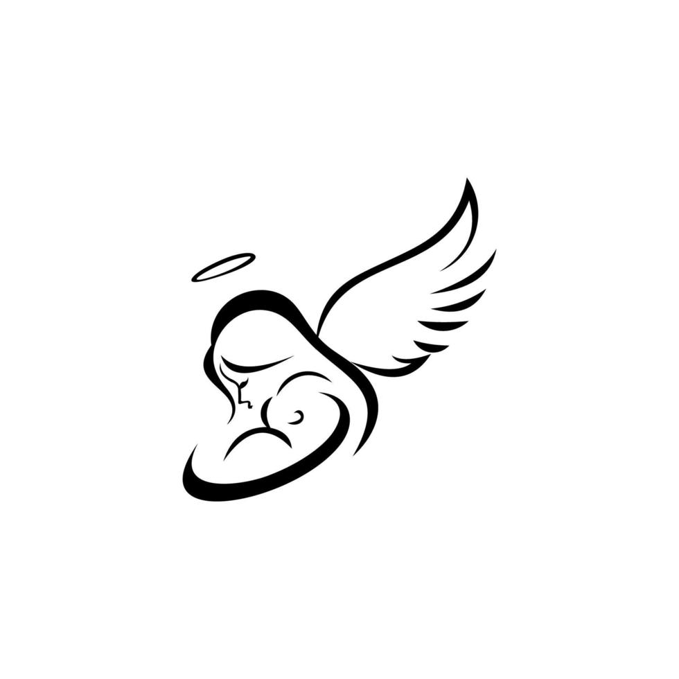 Mother with angel wing holds a small child in her arms. mama love baby kids, guardian mom vector