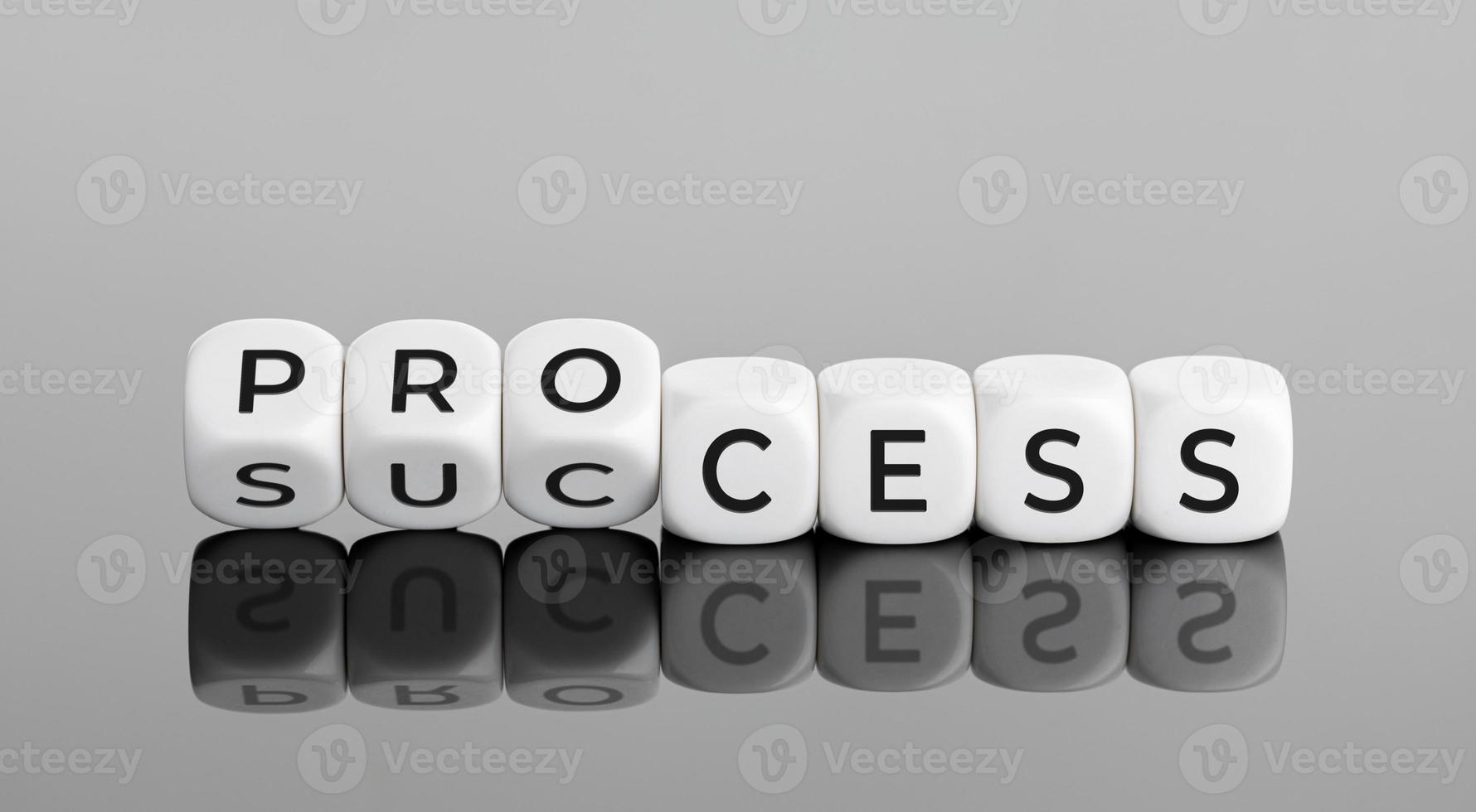 Process for success concept. Cube blocks flipping over word process to success photo