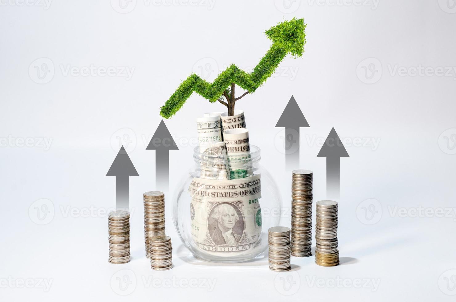 Growing graph finance The growth of business finance The gradation from low to high photo