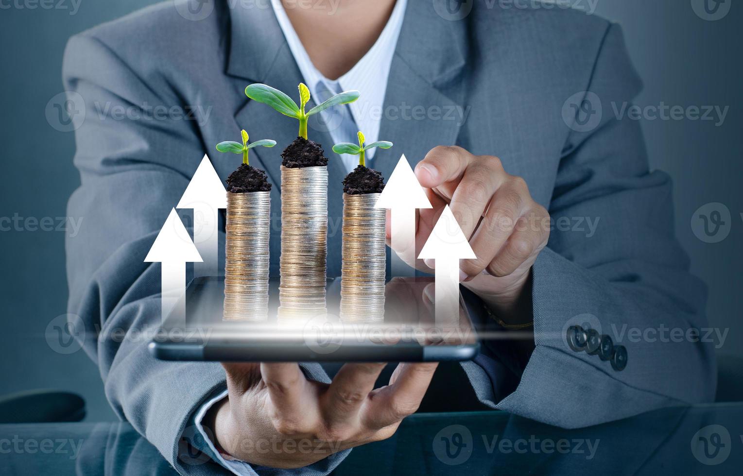 Growing graph finance The growth of business finance The gradation from low to high photo