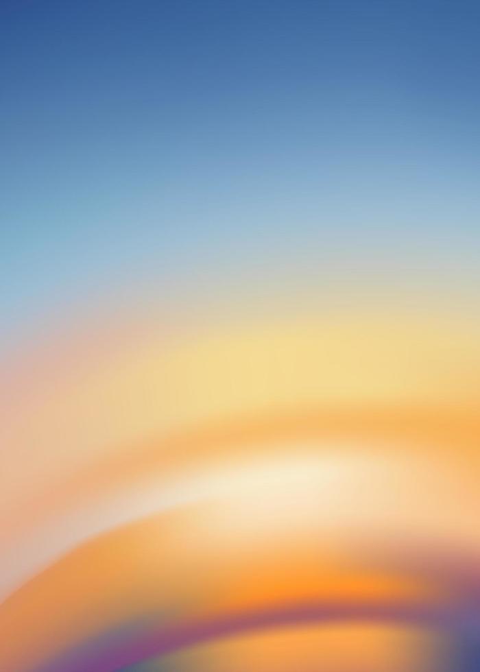 cielo de puesta de sol por la noche con color naranja, amarillo, púrpura, paisaje crepuscular dramático cielo de pato con color azul, banner vertical vectorial amanecer romántico para el fondo de primavera o verano, panorama natural vector