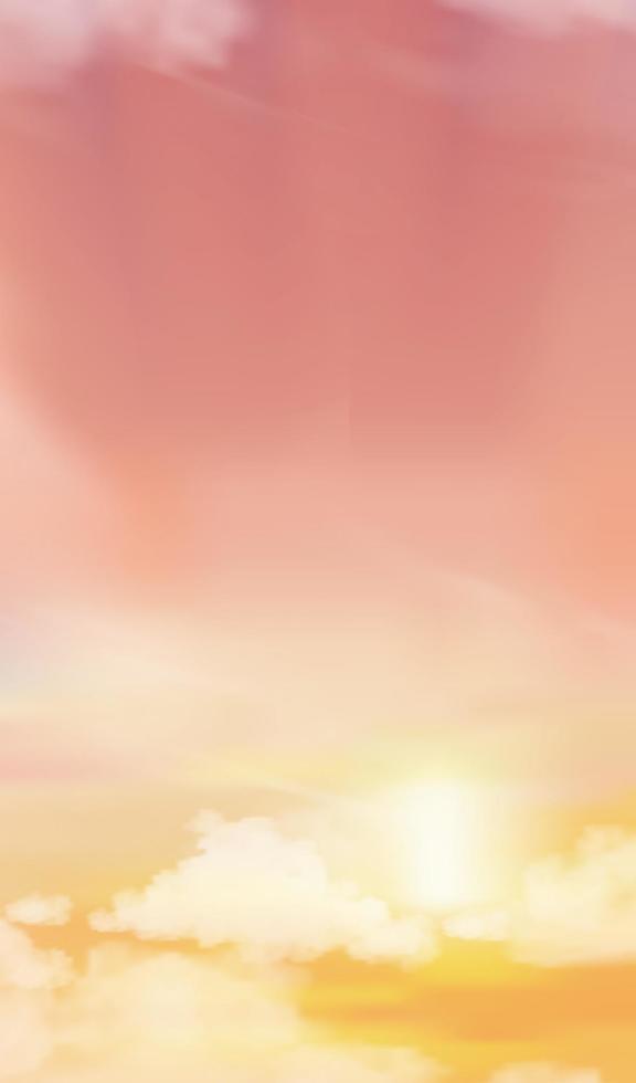 Sunrise in Morning with Orange,Yellow and Pink sky, Vertical Dramatic twilight landscape with Sunset in evening, Vector romantic Sky  banner of sunrise or sunlight for four seasons background