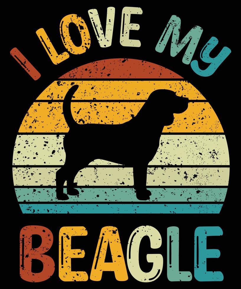 divertido beagle vintage retro puesta de sol silueta regalos amante de los perros dueño del perro camiseta esencial vector