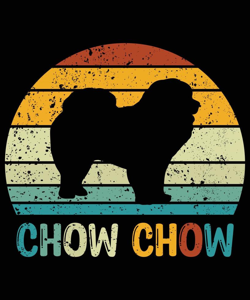 gracioso chow chow vintage retro puesta de sol silueta regalos amante de los perros dueño del perro camiseta esencial vector