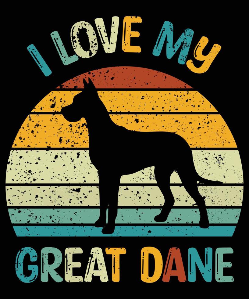 Funny Great Dane Vintage Retro Sunset Silhouette Gifts Dog Lover Dog Owner Essential T-Shirt vector