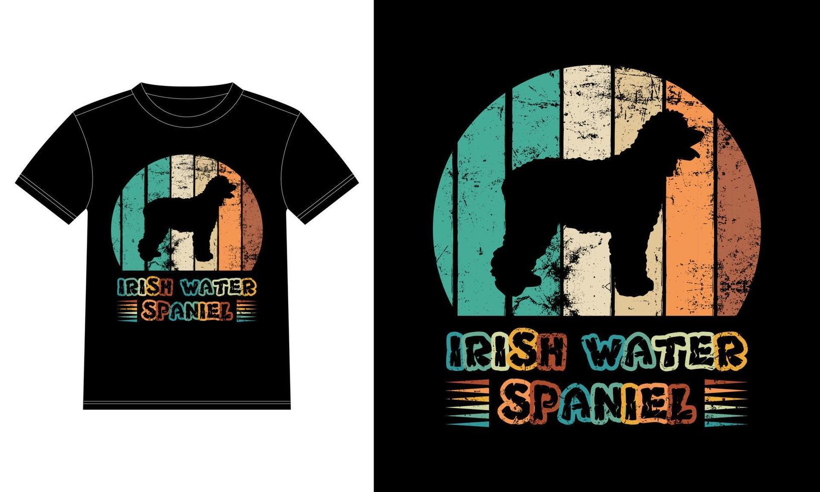 divertido perro de aguas irlandés vintage retro puesta de sol silueta regalos amante de los perros dueño del perro camiseta esencial vector