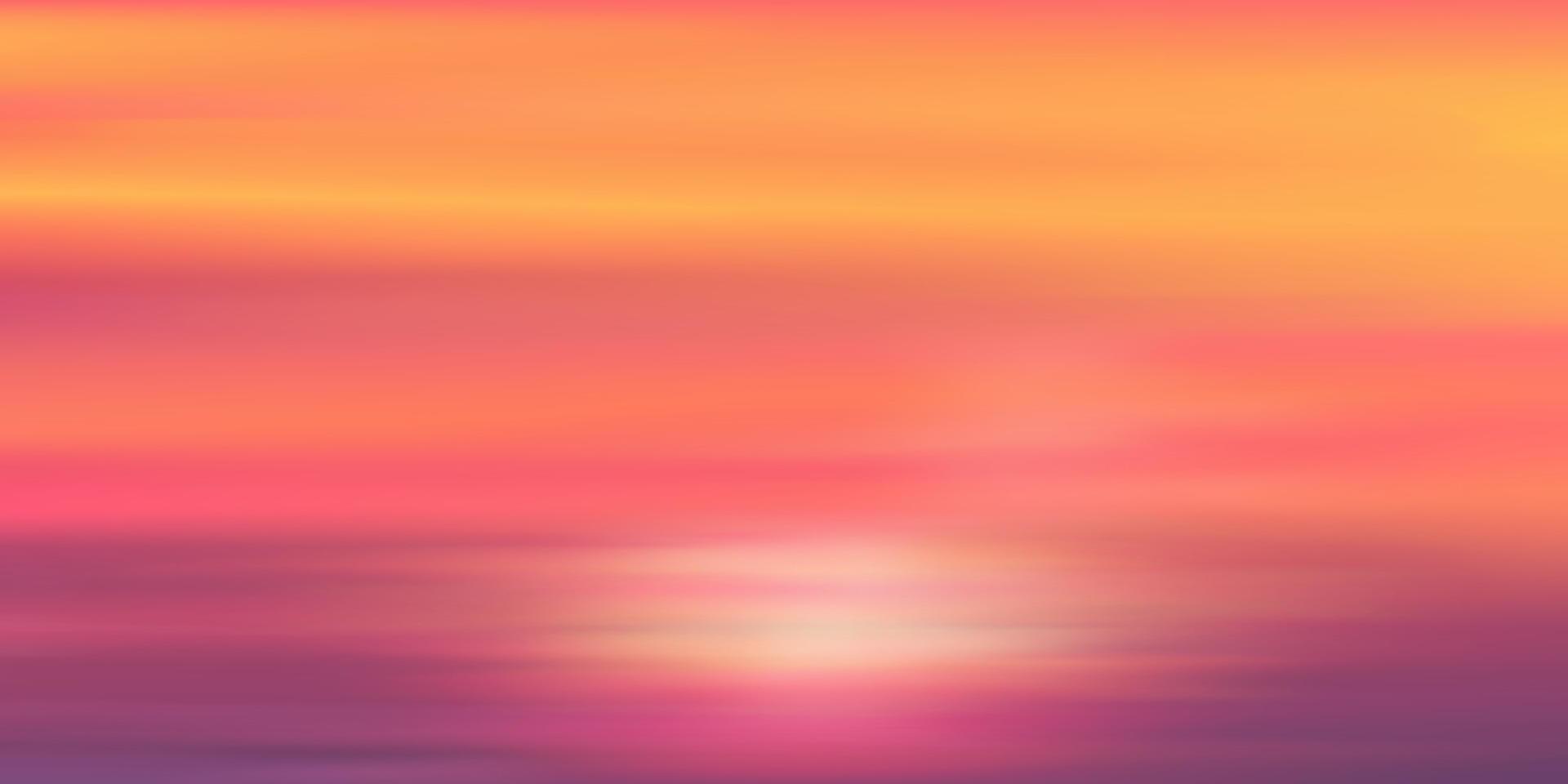 amanecer en la mañana con cielo naranja, amarillo, rosa, púrpura, espectacular paisaje crepuscular con puesta de sol en la noche, bandera de cielo de horizonte de malla vectorial de puesta de sol o luz solar durante cuatro estaciones de fondo vector