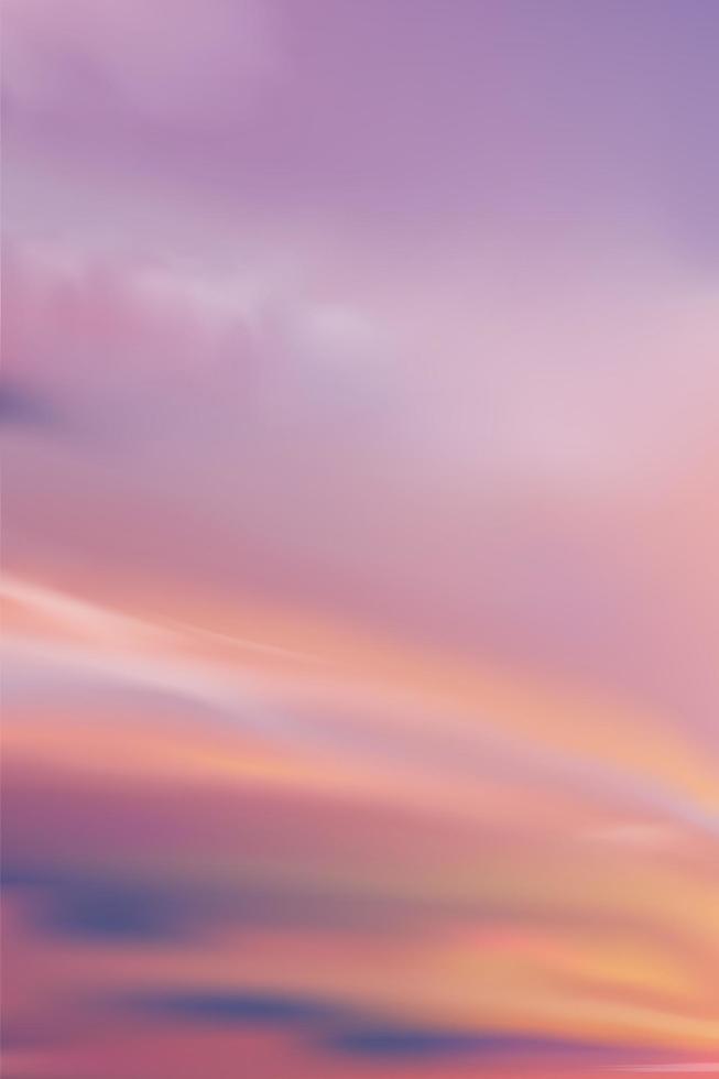 Sunrise in Morning with Orange,Yellow,Purple,Pink sky, Vertical Dramatic twilight landscape with Sunset in evening, Vector Dusk Sky banner of beautiful sunlight in pastel for four seasons background