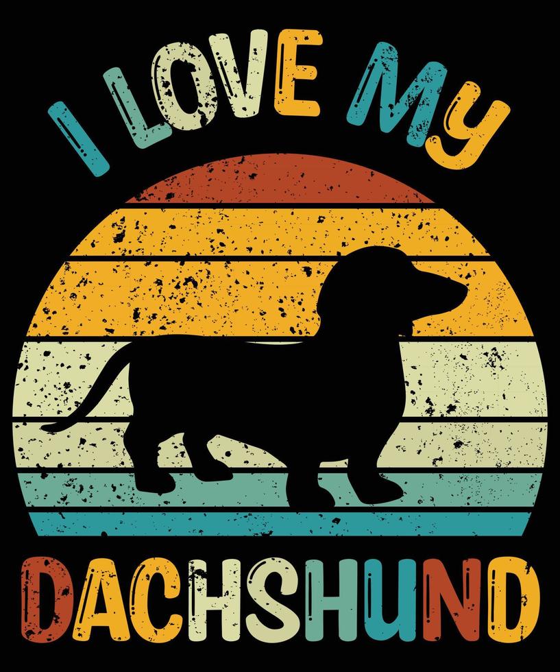 Funny Dachshund Vintage Retro Sunset Silhouette Gifts Dog Lover Dog Owner Essential T-Shirt vector