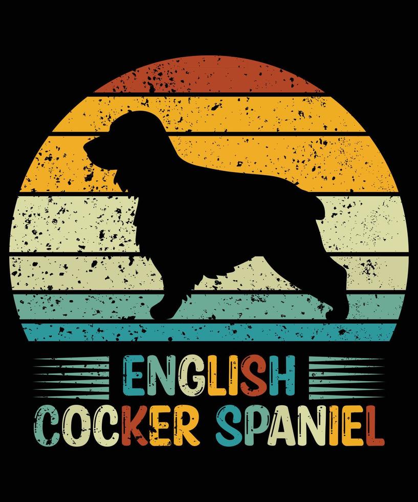 divertido inglés cocker spaniel vintage retro puesta de sol silueta regalos amante de los perros dueño del perro camiseta esencial vector