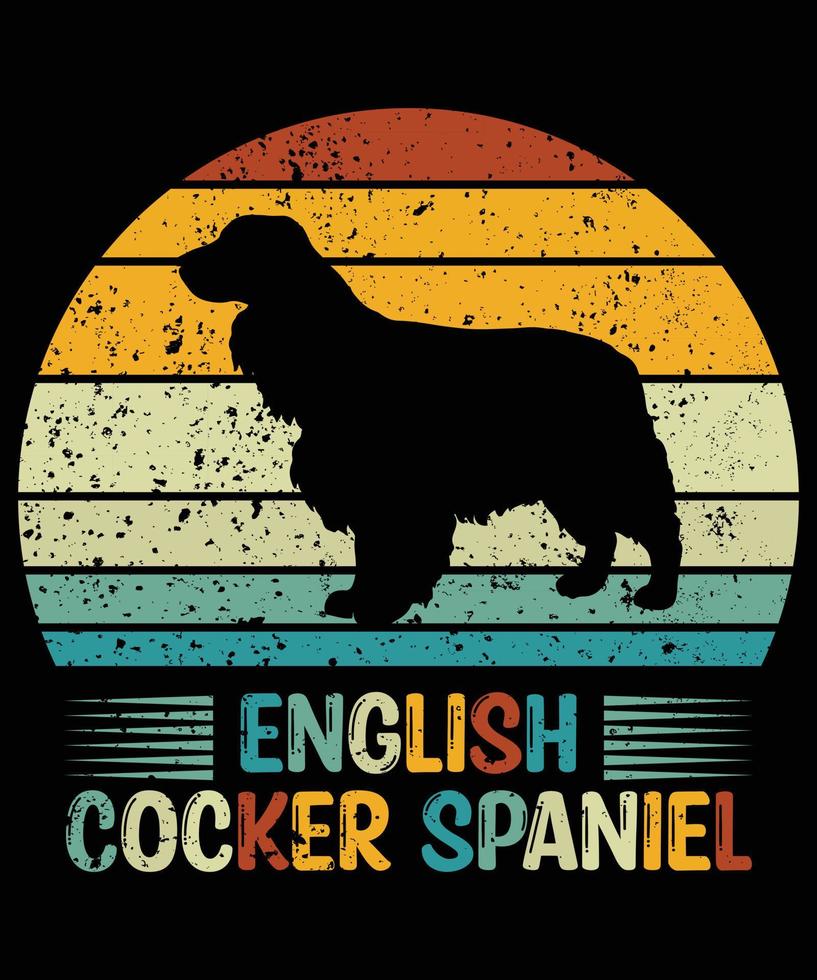 divertido inglés cocker spaniel vintage retro puesta de sol silueta regalos amante de los perros dueño del perro camiseta esencial vector