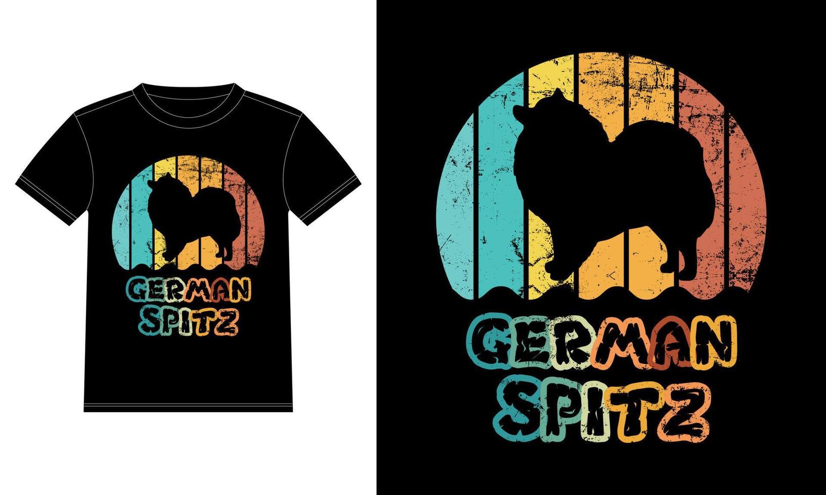gracioso alemán spitz vintage retro puesta de sol silueta regalos amante de los perros dueño del perro camiseta esencial vector