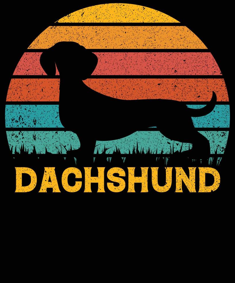 gracioso dachshund vintage retro puesta de sol silueta regalos amante de los perros dueño del perro camiseta esencial vector