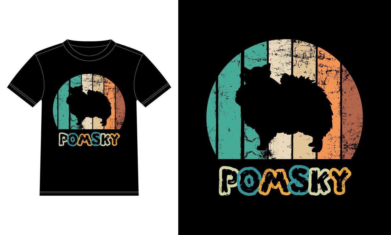 divertido pomsky vintage retro puesta de sol silueta regalos amante de los perros dueño del perro camiseta esencial vector