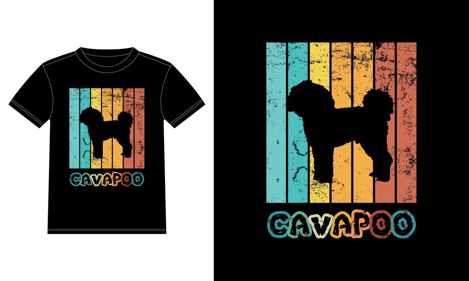 divertido cavapoo vintage retro puesta de sol silueta regalos amante de los perros dueño del perro camiseta esencial vector