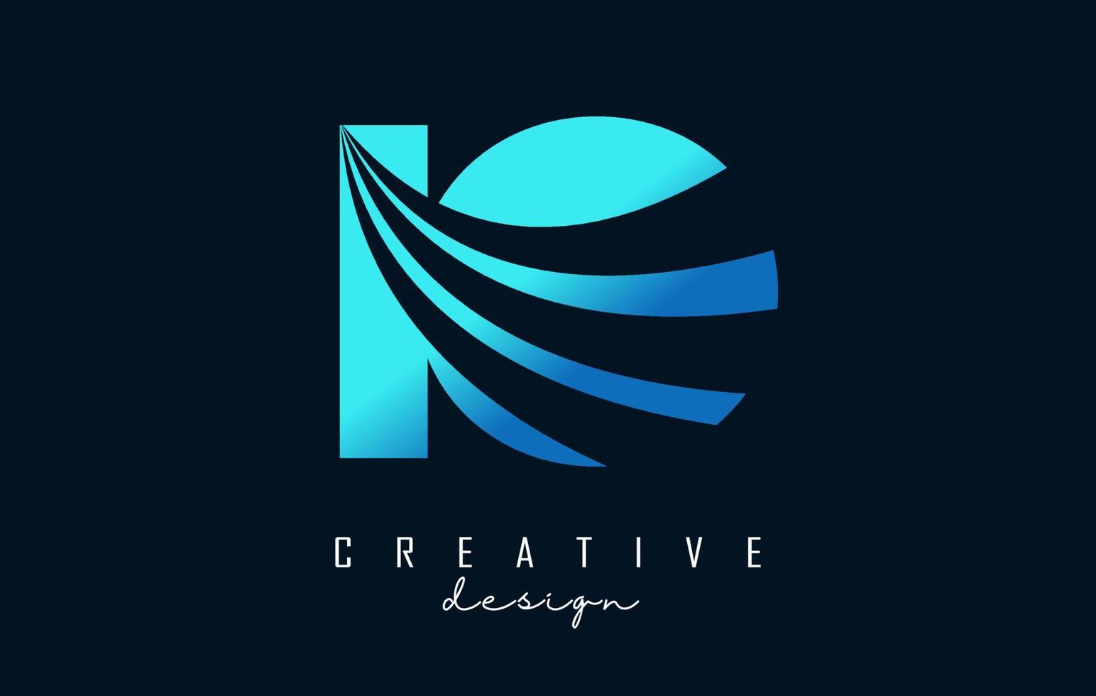 Creative blue letters IO i o logo with leading lines and road concept design. Letters with geometric design. vector