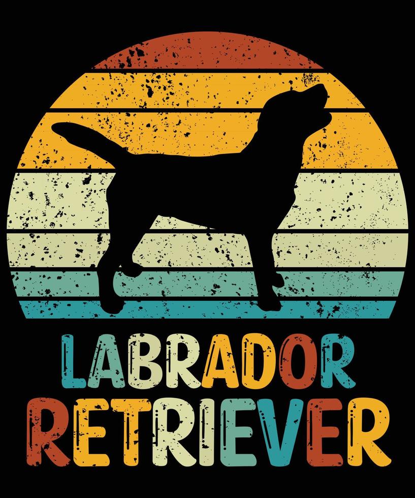 divertido labrador retriever vintage retro puesta de sol silueta regalos amante de los perros dueño del perro camiseta esencial vector