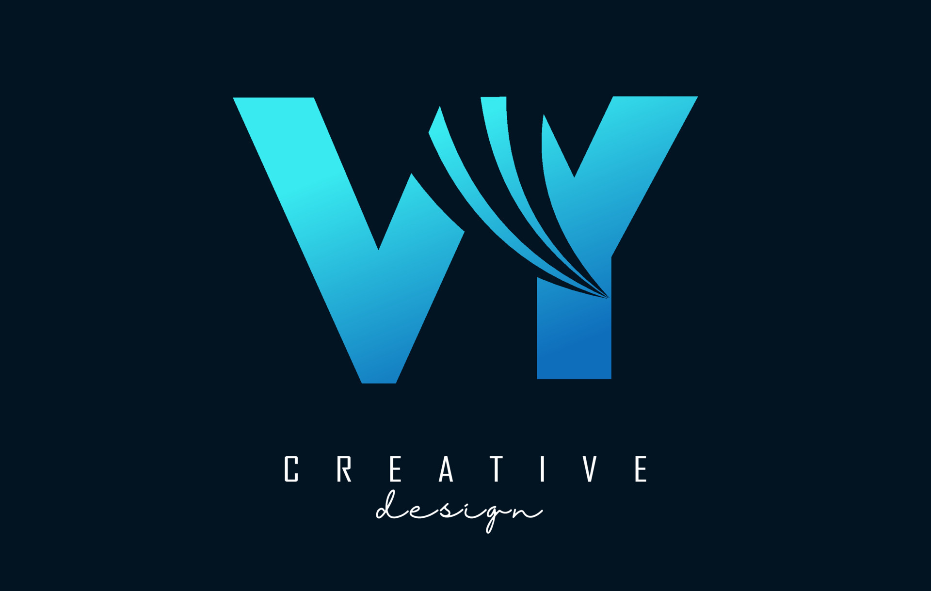 Creative blue letters VY v y logo with