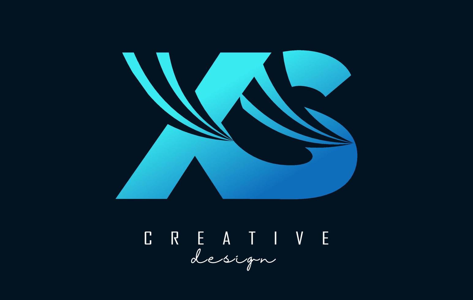 logotipo creativo de letras azules xs xs con líneas principales y diseño de concepto de carretera. letras con diseño geométrico. vector