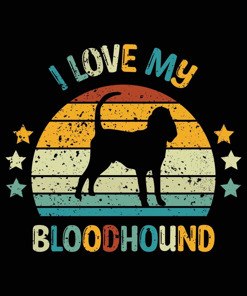 Funny Bloodhound Vintage Retro Sunset Silhouette Gifts Dog Lover Dog Owner Essential T-Shirt vector