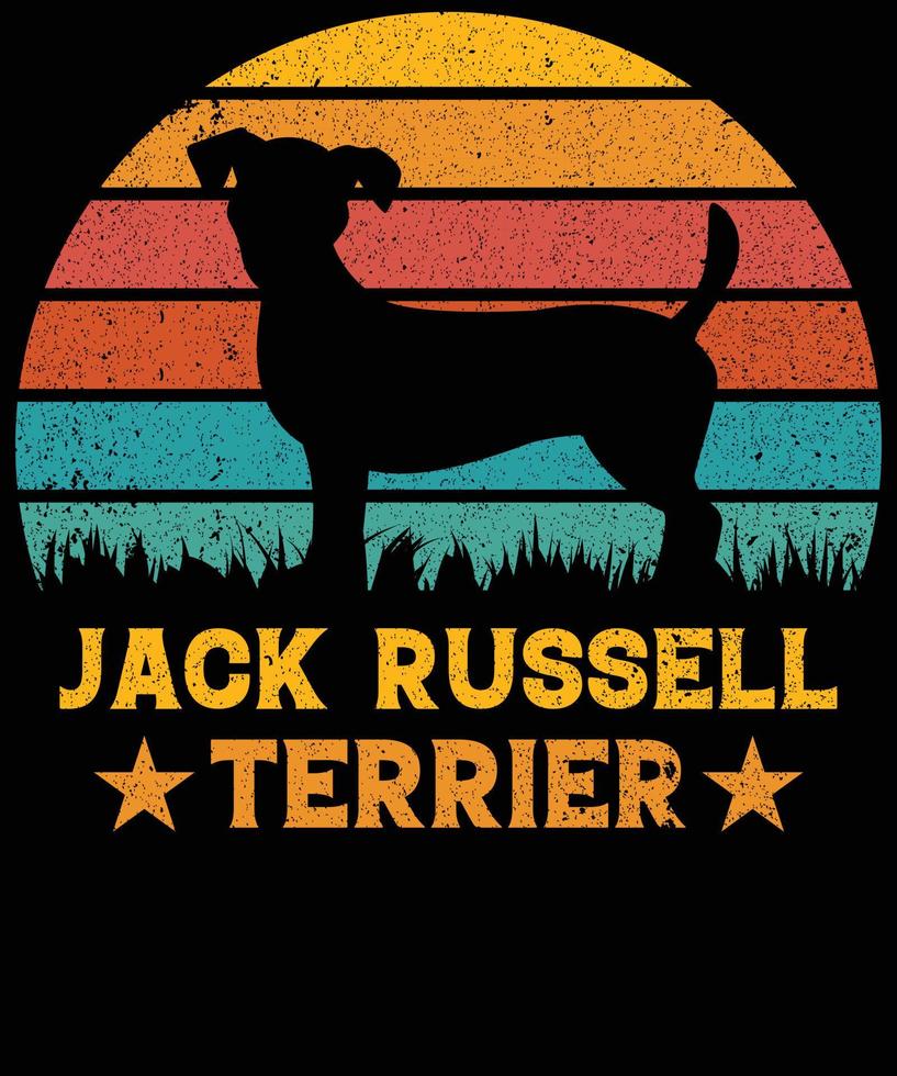 gracioso jack russell terrier vintage retro puesta de sol silueta regalos amante de los perros dueño del perro camiseta esencial vector