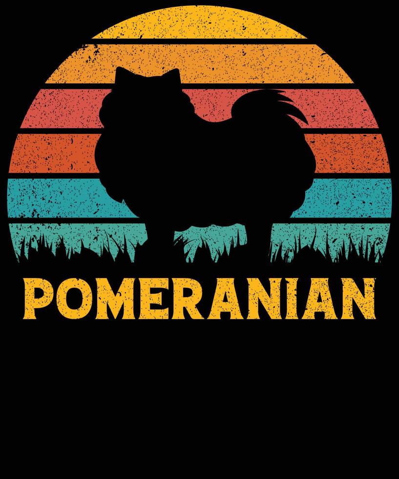 Retro Sunset Pomeranian Silhouette Tshirt Dog Lover Gifts Retro Sunset Pomeranian Silhouette Tshirt Dog Lover Gifts
