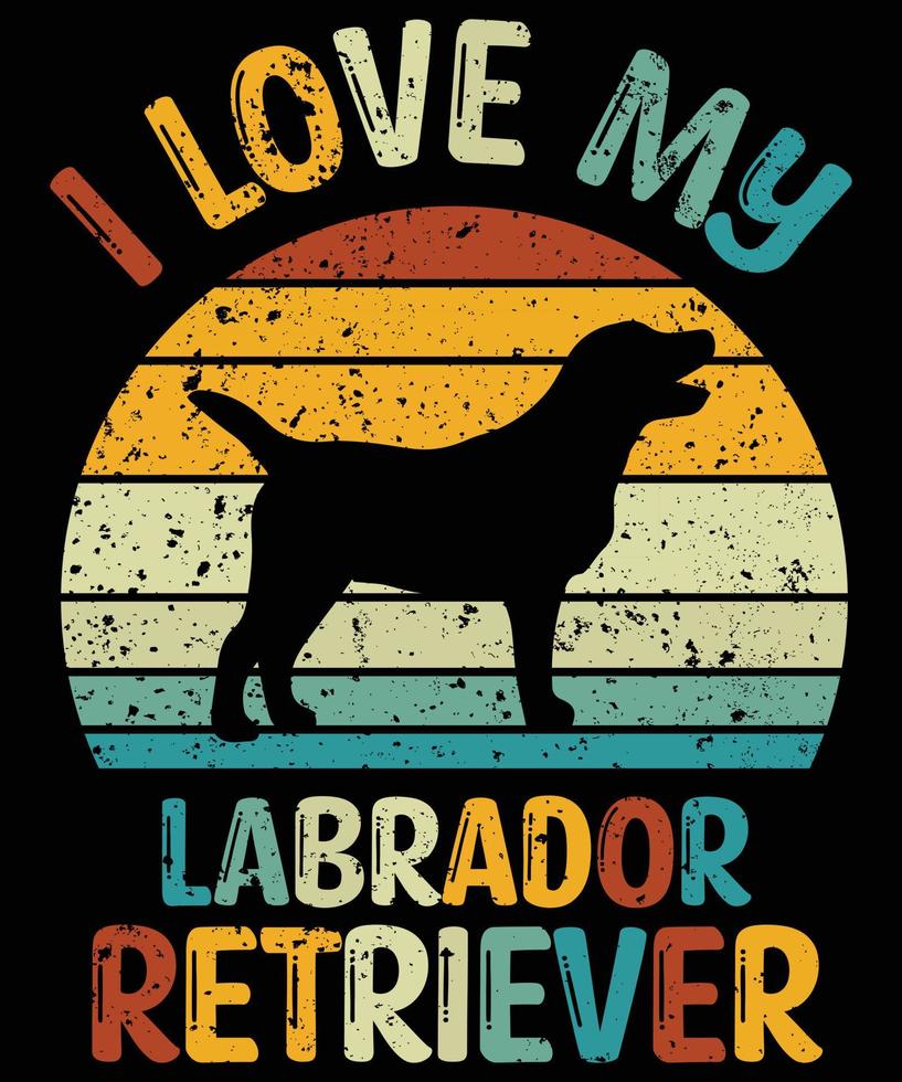 divertido labrador retriever vintage retro puesta de sol silueta regalos amante de los perros dueño del perro camiseta esencial vector