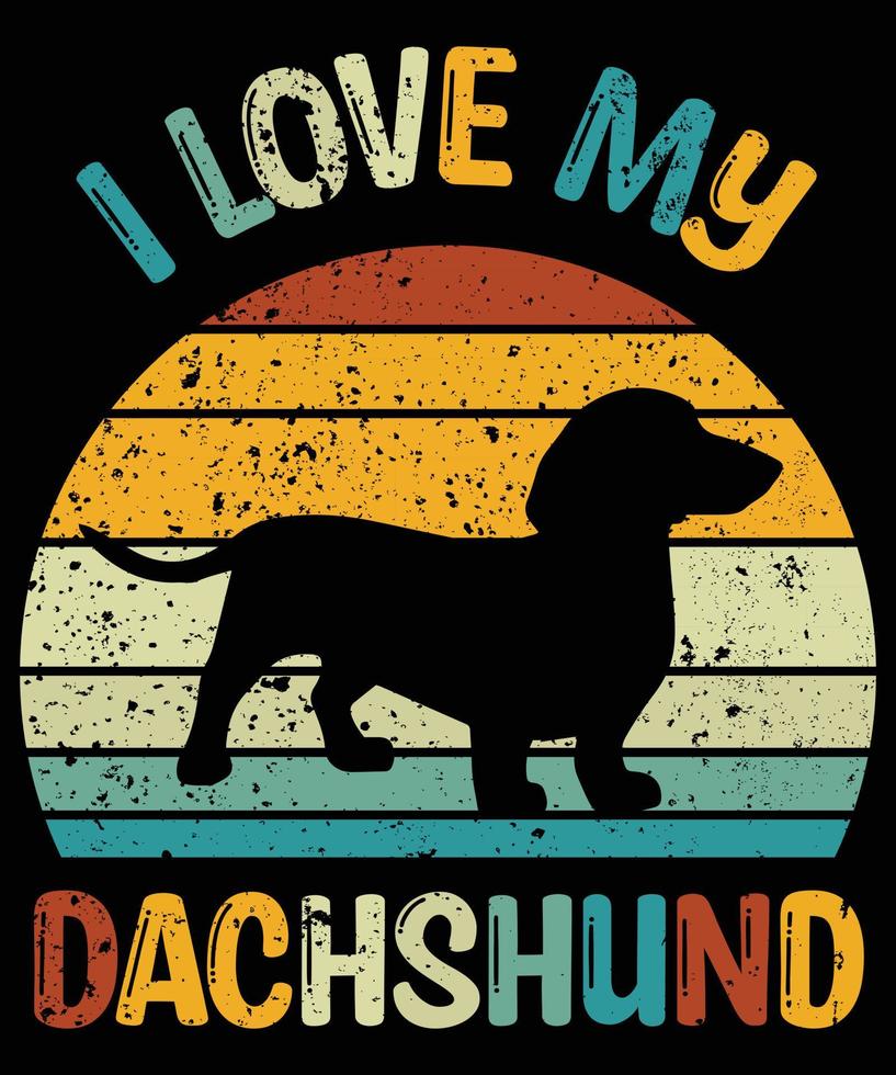 Funny Dachshund Vintage Retro Sunset Silhouette Gifts Dog Lover Dog Owner Essential T-Shirt vector